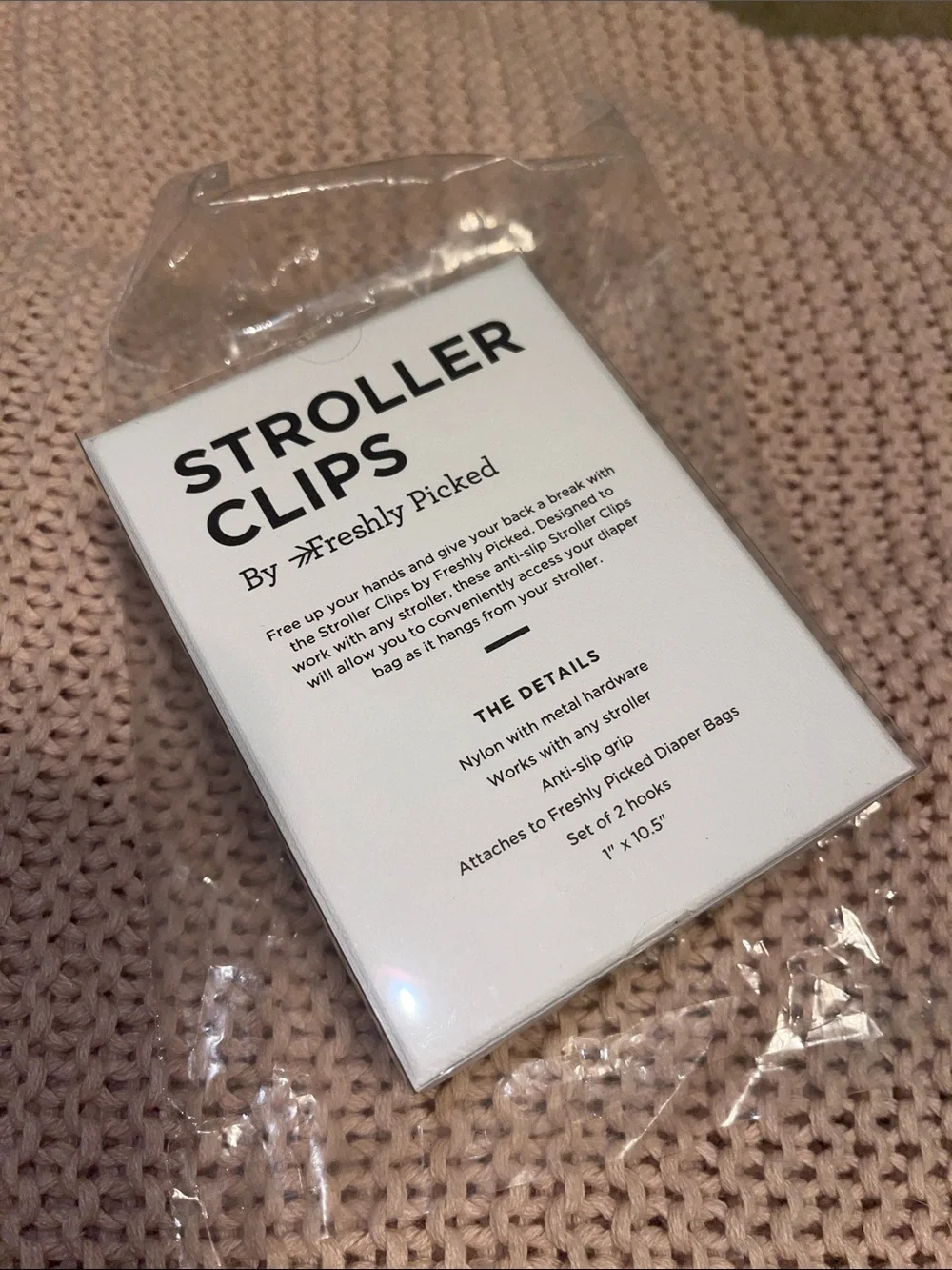 NWT Sage Freshly Picked Stroller Clips for Diaper Bag set 2 NIB Gold Hardware